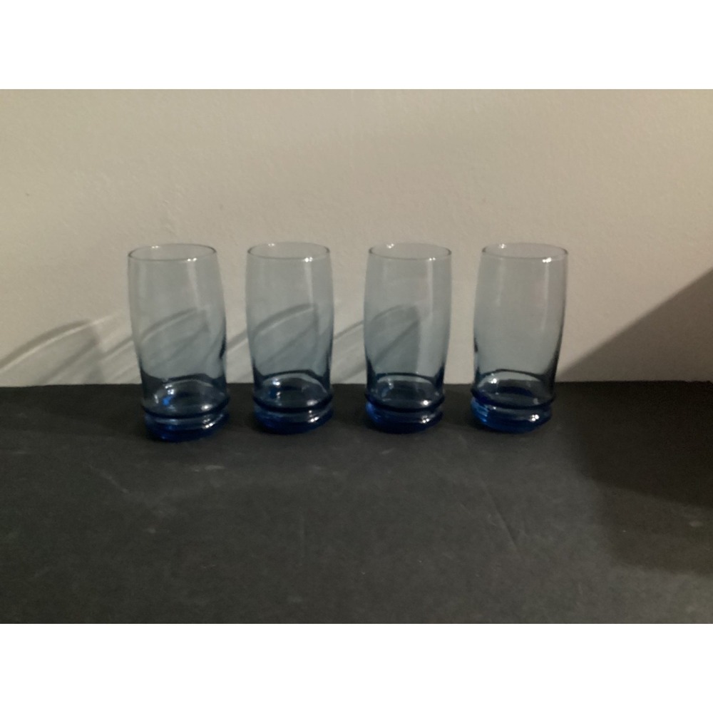 Anchor Hocking Saturn Blue Tumblers Blueberry Drinking Glasses 6" Set Of 4